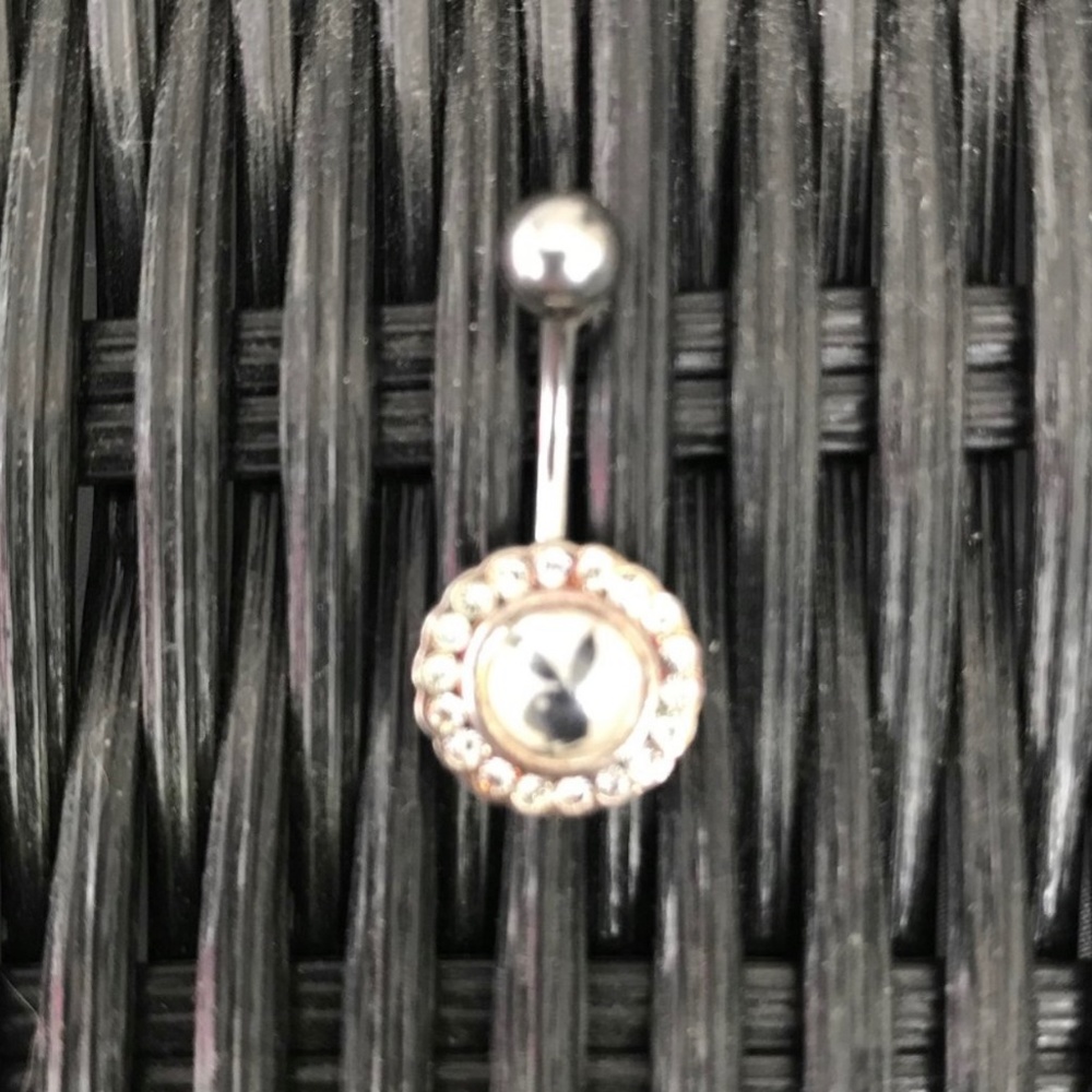 playboy crystal logo belly button navel ring